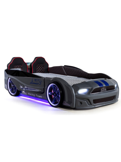 Ліжко гоночна машина Мустанг сіра